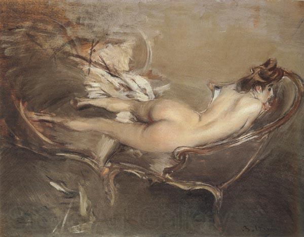 Giovanni Boldini A Reclining Nude on a Day-bed Norge oil painting art